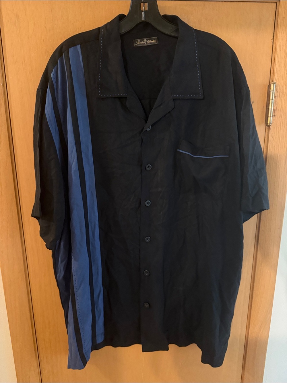 Tommy Bahama Men's Paradise Collection Silk Button Front Shirt Black Blue XXL